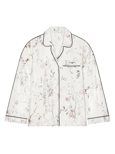 Givenchy Women's Pyjama Shirt In Silk With Floral Print In White