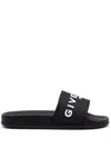 Givenchy 4g Leather-trimmed Embroidered Raffia Slides In Black