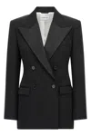 Givenchy Double-breasted Faille-trimmed Grain De Poudre Wool Blazer In Black