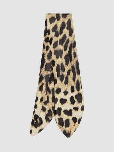 Givenchy Women's Scarf In Leather With Leopard Print In Brown