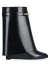 Givenchy Women Black Ankle Boots With Wedge Heels And Logo Plaque On The Side In Leather Woman In Black