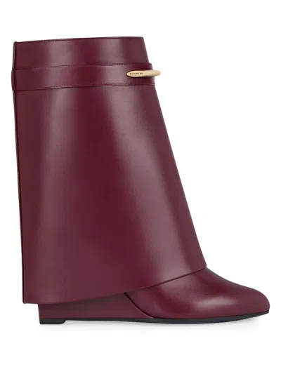 Givenchy Women's Shark Ankle Boots In Leather In Burgundy