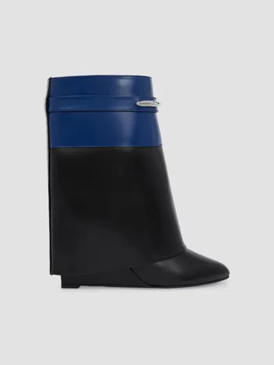 Givenchy Women's Shark Pinch Bicolor Ankle Boots In Leather In Black Blue