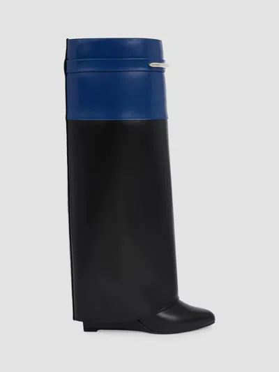 Givenchy Women's Shark Pinch Bicolor Boots In Leather In Black Blue