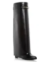 Givenchy Women Black Sandals With Logo Plaque On The Front And High Wedge Heel In Leather Woman In Black