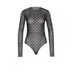 Givenchy Womens Monogram-print Long-sleeves Stretch-woven Body Black Silvery