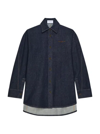 Givenchy Women's Shirt In Denim With Embroidery In Blue