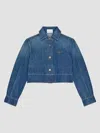 Givenchy Cropped Raw-edge Cotton Denim Jacket In Blue