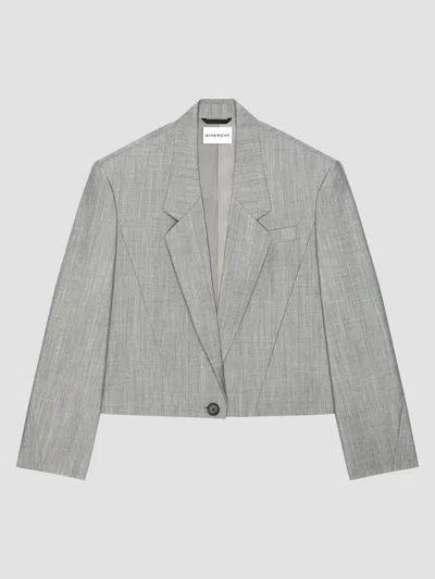Givenchy Women's Single-breasted Cropped Blazer In Wool And Mohair In Gray
