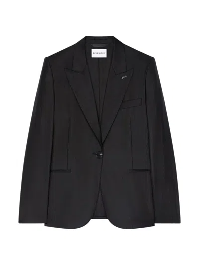 Givenchy Women's Single-breasted Striped Blazer In Wool In Black