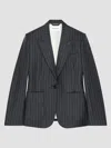 Givenchy Single-breasted Striped Jacket In Wool In Gray