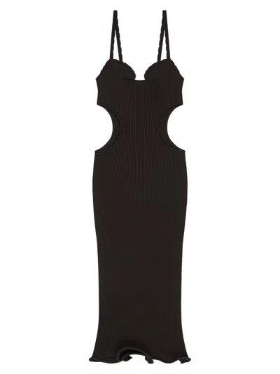 Givenchy Women's Slashed Dress In Rib In Black