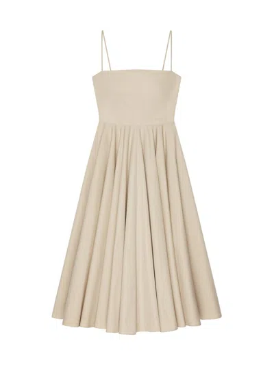 Givenchy Sliced Long Dress In Poplin In Neutral