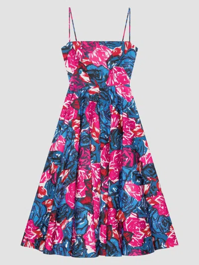 Givenchy Women's Sliced Long Dress In Poplin With Floral Print In Multi
