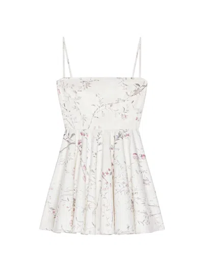 Givenchy Sliced Mini Dress In Poplin With Floral Print In White