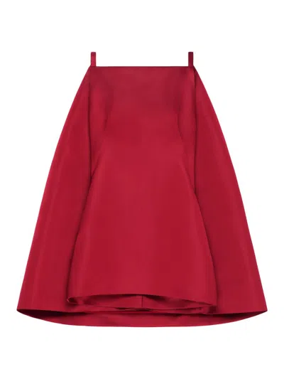 Givenchy Sliced Caped Silk Duchess Satin Minidress In Red