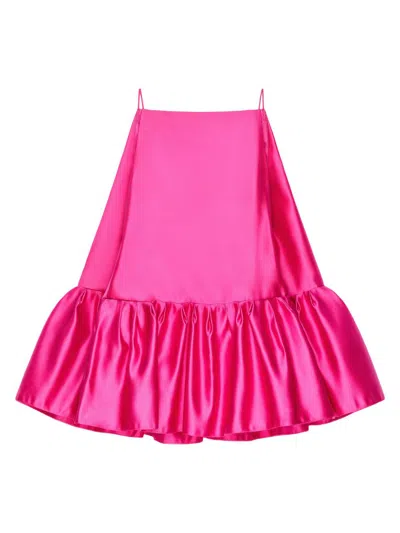 Givenchy Mini Robe À Encolure Carrée Et Volants En Satin In Pink