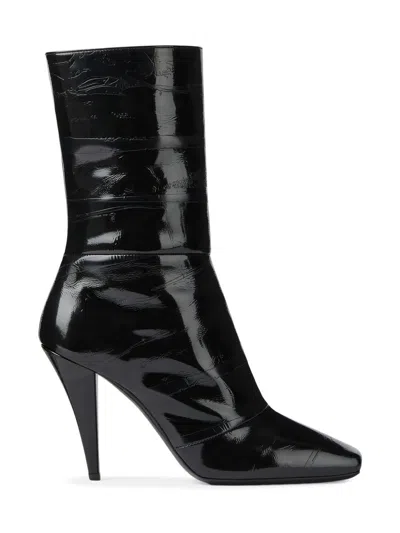 Givenchy Sliced Square Ankle Boots In Shiny Leather In Black