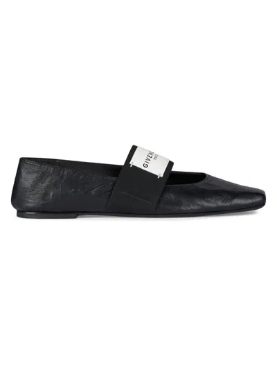 GIVENCHY WOMEN'S SLICED SQUARE BALLERINAS IN TEXTURED-EFFECT LEATHER