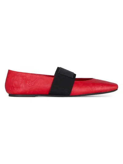 Givenchy Sliced Square Ballerinas In Textured-effect Leather In Red