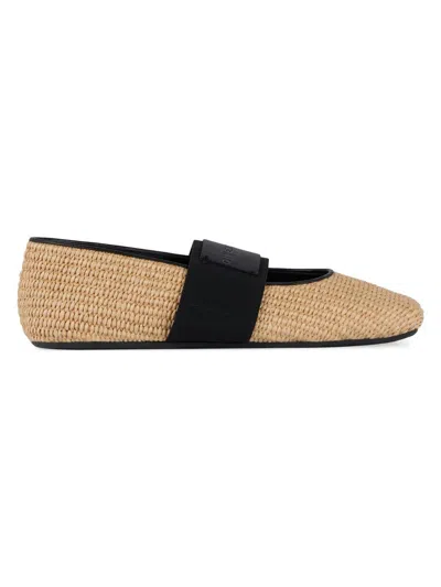 Givenchy Sliced Square Raffia-effect Ballerinas In Brown