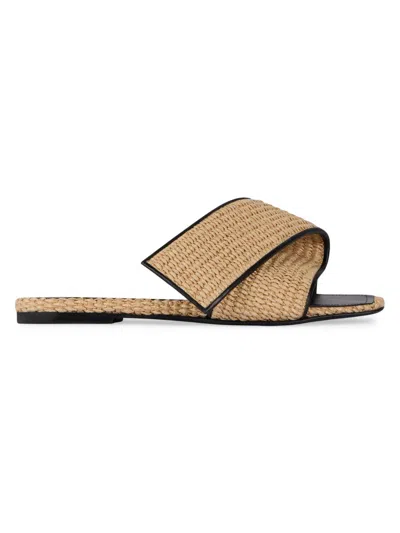 Givenchy Sliced Square Raffia-effect Flat Mules In Brown