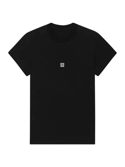 Givenchy Women's Cotton T-shirt With Logo Embroidery In Black