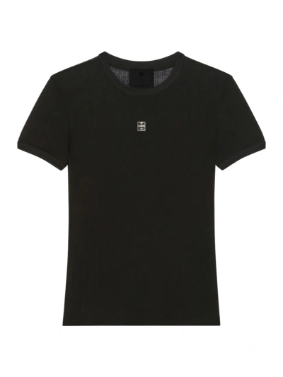 Givenchy Slim Fit T-shirt In Transparent Cotton In Black