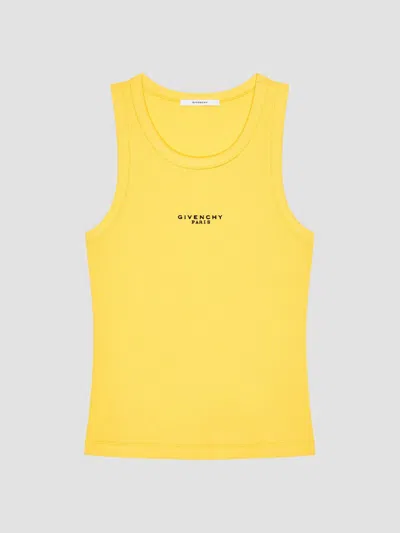 Givenchy Women's Slim Fit Tank Top In Cotton With Paris Print In Yellow