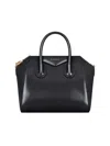 Givenchy Antigona Small Black Handbag With Laminated Logo In Hammered Leather Woman In Black