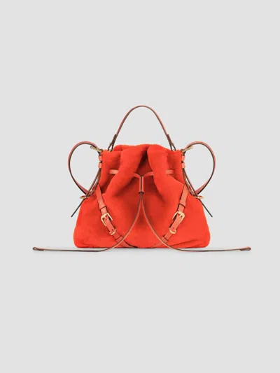 Givenchy Women's Small Voyou Bucket Bag In Faux Fur In Orange