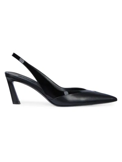Givenchy Spiky Mixed Leather Slingback Pumps In Black