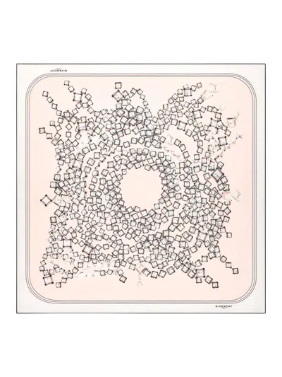 Givenchy Women's Square Scarf In Silk With Deconstructed Crystals Print In Pink