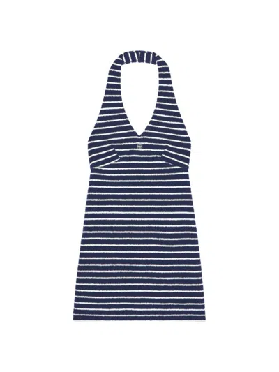 Givenchy Women's Striped Dress In Cotton Toweling With 4g Detail In Navy