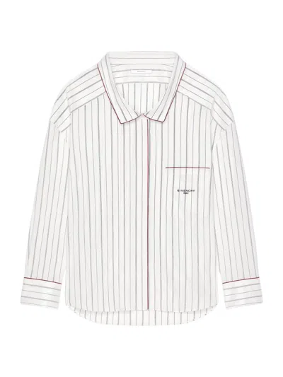 Givenchy Women's Striped Shirt In Cotton And Silk In Gray