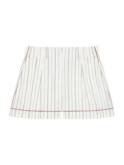 Givenchy Striped Shorts In Cotton And Silk In White