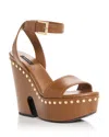 Givenchy Clog Platform Sandals In Leather With Studs Detail In Brown