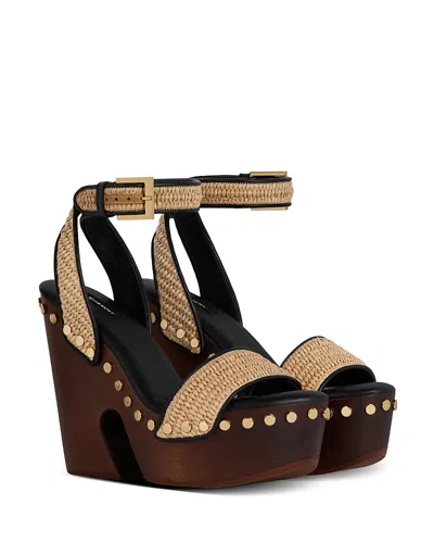 Givenchy Women's Clog Raffia-effect Platform Sandals With Studs Detail In Multi