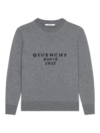 Givenchy Women's Sweater In Wool And Cashmere With  Paris 1952 In Gray