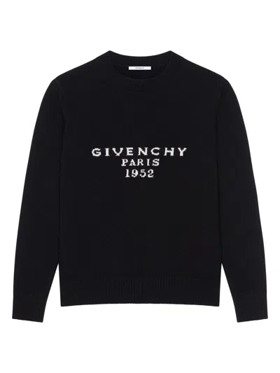 Givenchy Women's Sweater In Wool And Cashmere With  Paris 1952 In Black