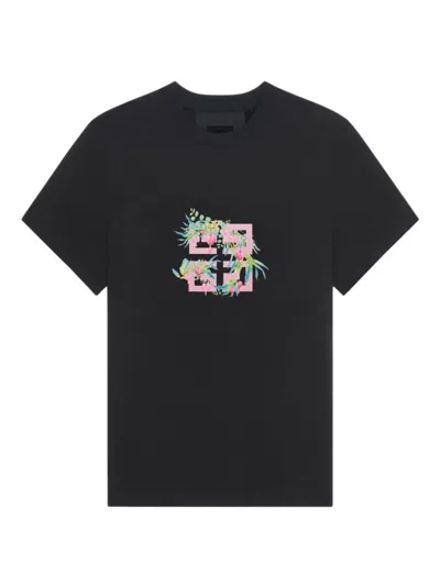 GIVENCHY WOMEN'S T-SHIRT IN COTTON WITH 4G FLOWERS PRINT