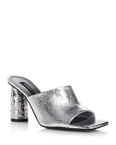 Givenchy Tape Logo-print Heeled Sandals In Silver