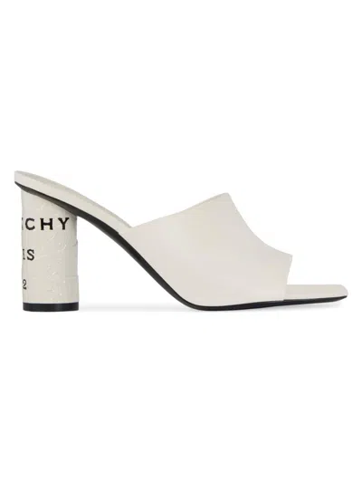Givenchy Tape Heeled Mules In Leather In White