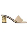 Givenchy Tape Heeled Mules In Mirror Effect Leather In Nude