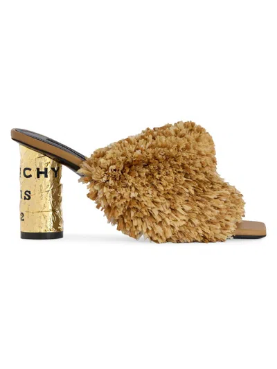 Givenchy Tape Heeled Mules With Raffia-effect Fringes In Multi