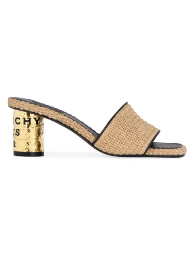 Givenchy Tape Raffia-effect Heeled Mules In Brown