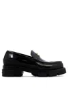 Givenchy Leather Terra Loafers With Front Monogram In Black