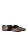 Givenchy Sliced Square Ballerinas In Textured Leather In Gray
