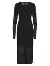 Givenchy Monogram 72 Glitter Flocked Long Sleeve Mesh Dress In Black