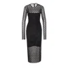 Givenchy Monogram 72 Glitter Flocked Long Sleeve Mesh Dress